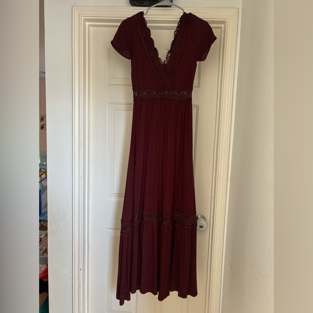 burgundy boho maxi dress